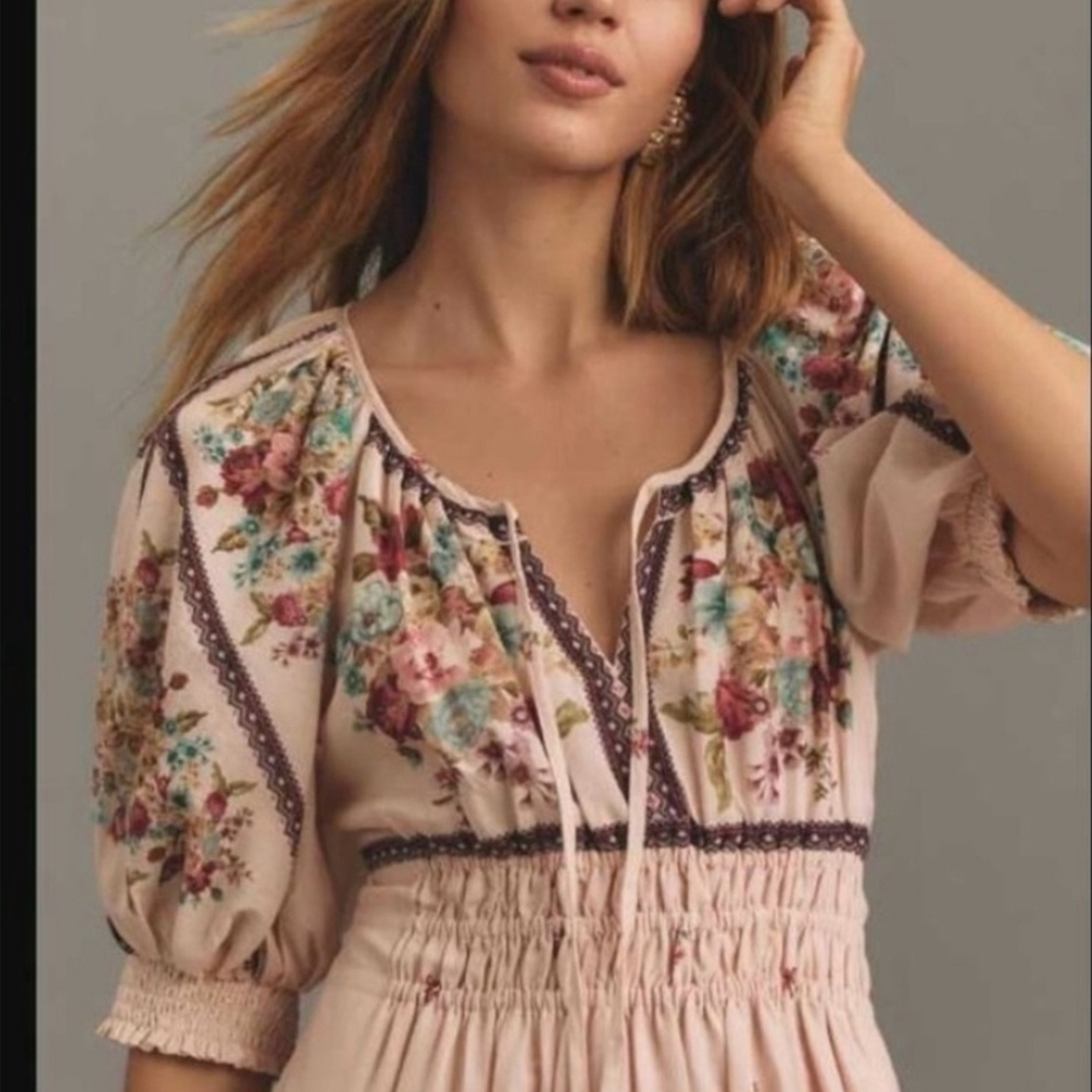 🩷 NWT Anthropologie Somerset Maxi Dress – Boho Floral Size XL - Picture 3 of 11